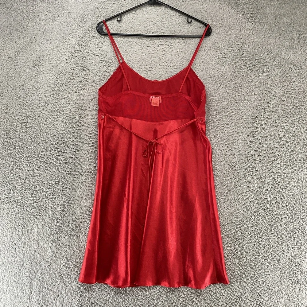 Vintage Slip Dress Womens Medium Red Satin Romantic Babydoll Nightie‎ Valentines
